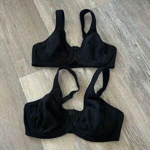 Set of 2 Breezies 36 C Underwire lace bra Black Like new